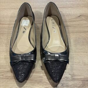 UNISA womens black/silver multi fabric Flat Women's Shoes 7.5 M